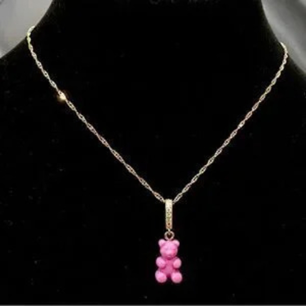 NOSTALGIC GUMMY BEAR CHARM PENDANT?CUBIC ZIRCON 18K GOLD?PLATED